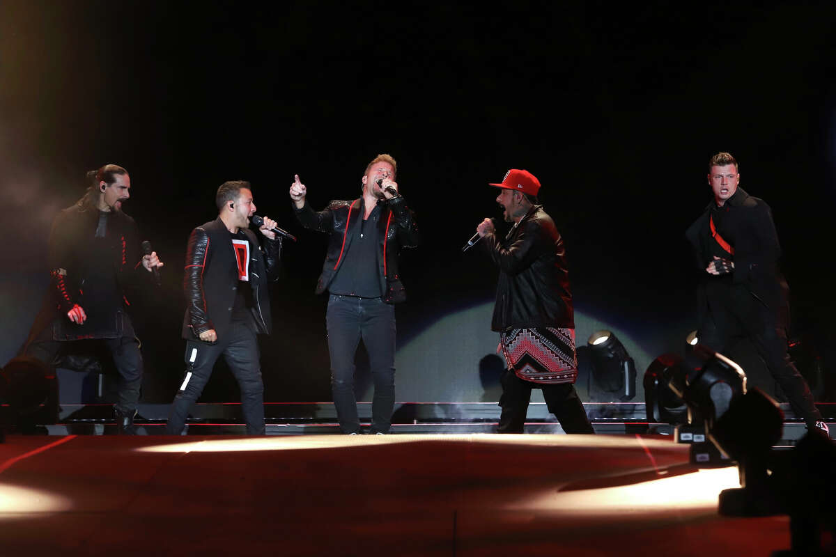 MEXICO CITY, MEXICO - MAY 13: Backstreet Boys performing during first edition of Tecate Emblema 2022 at Autodromo Hermanos Rodriguez, on May 13 2022 in Mexico City, Mexico. (Photo by Medios y Media/Getty Images)