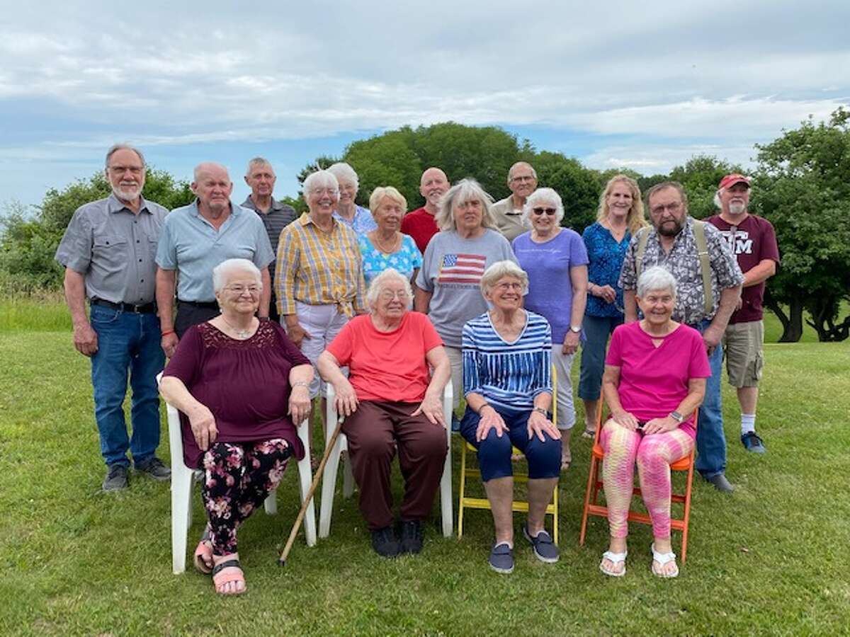 Members of Manistee High School Class of 1960 met for a class picnic on June 25, 2022. Pictured (front row, left to right) are Bette Sommerfeldt Bishop, Kathe Cook Goffar, Jeanne Fredrickson Youngberg, Ann Johnson Powell; (second row) Larry Caro, Patricia O’Connor Sharp, Kathie Bjorkquist Bernaciak, Phyllis Thorsen, Karen Courtney Kubanek, David Neitzke; (third row) Don Pelarski, Bill Engwall, Sandy Tremblay Cabot, Steve Colladay, Paul Bosschem, Linda Andresen Robbins and Doug Coombs. Not pictured is Mary Esther Marshall.