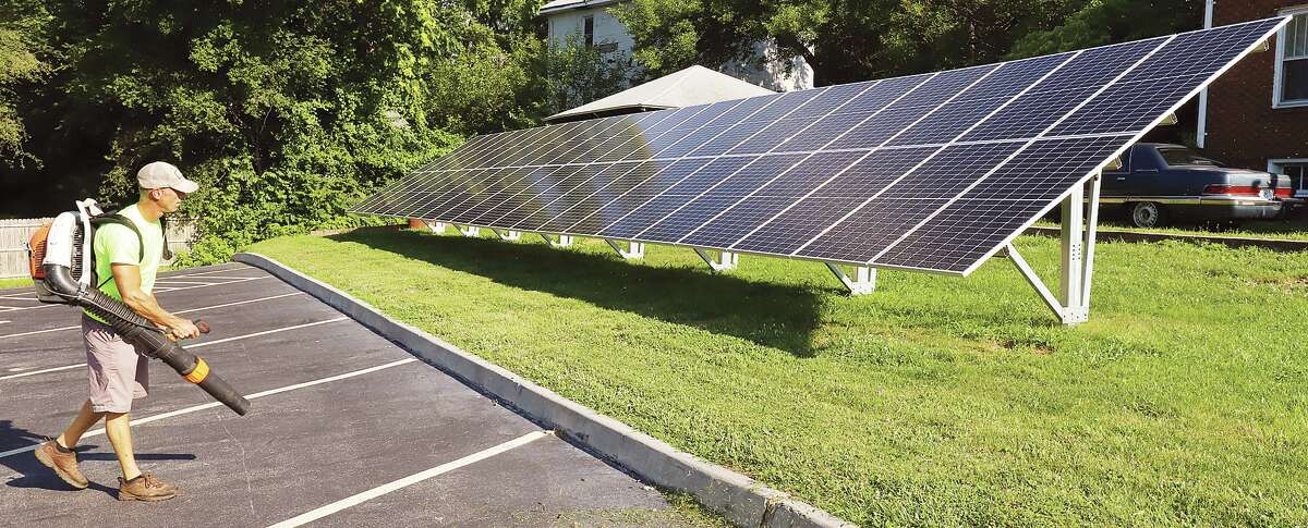 In a sign of the times, the owner of a house in the 500 block of Washington Avenue in Alton has erected a large number of solar panels adjacent to the house. According to the U.S. Department of Energy just over 3% of the electricity used in the U.S. is solar.