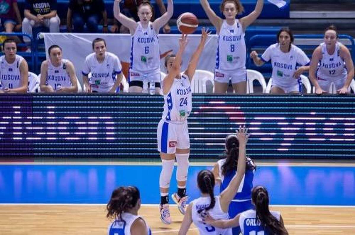Former Westhill standout Edona Thaqi recently competed for the Kosovo women's basketball national team.