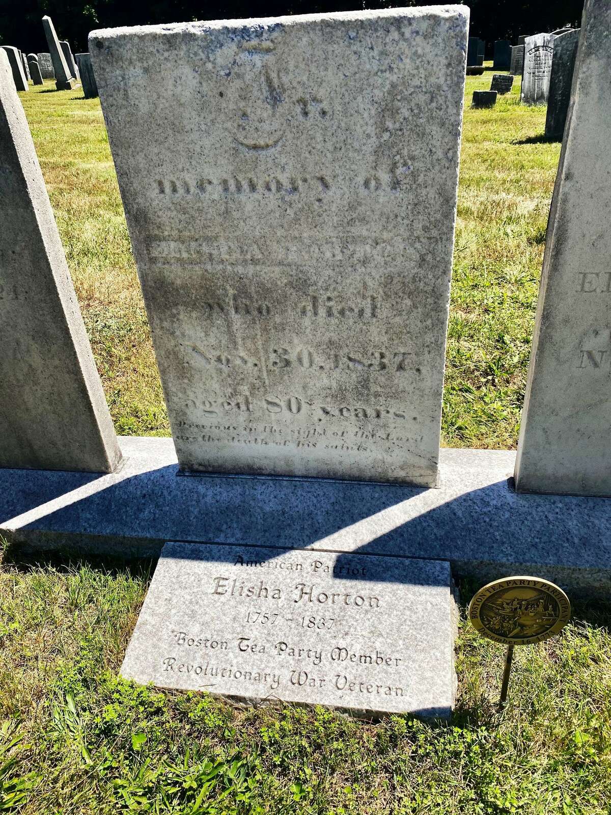 The Boston Tea Party Ships & Museum held a special program July 9 at the Bantam Cemetery, honoring Elisha Horton at his grave for his participation in the Boston Tea Party, with a first-time commemorative grave marker.