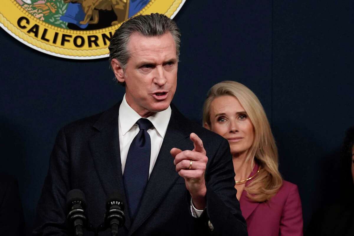 California Gov. Gavin Newsom angrily denounced the Supreme Court decision to overturn Roe v. Wade during a news conference in Sacramento, Calif., on June 24, 2022.