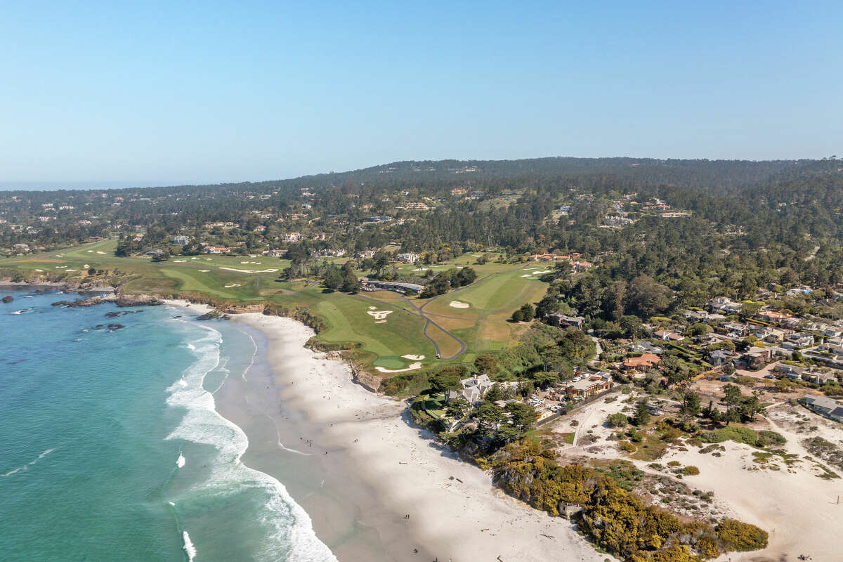 Aerial view of the nearby Carmel Beach.