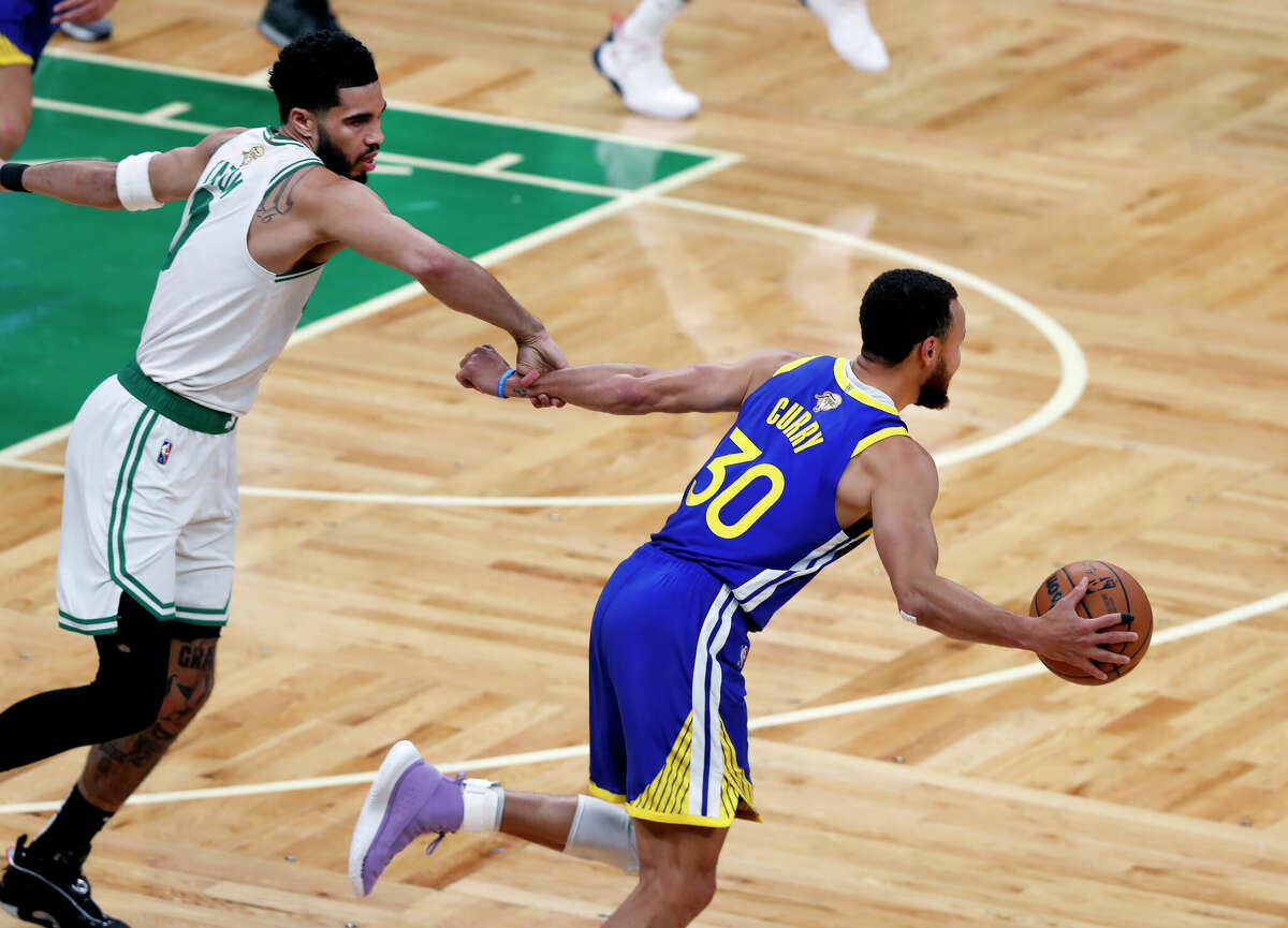 The NBA announced new measures to crack down on intentional fouls taken to slow down fast breaks in recent years, like this one on the Warriors' Stephen Curry by the Celtics' Jayson Tatum during the NBA Finals.