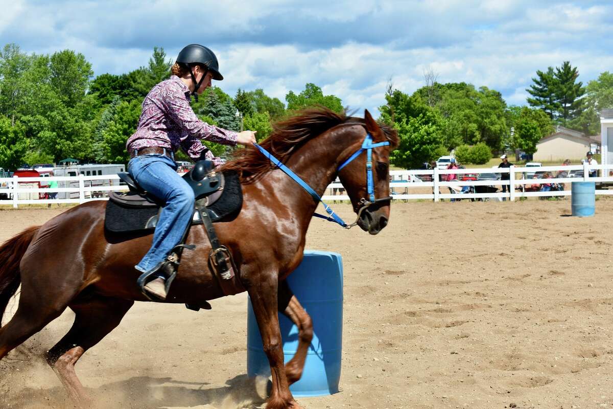 The horse and pony versatility and team competition at the Mecosta County Fair showcased riding styles including English and Western as well as timed saddle change challenges for participants. 