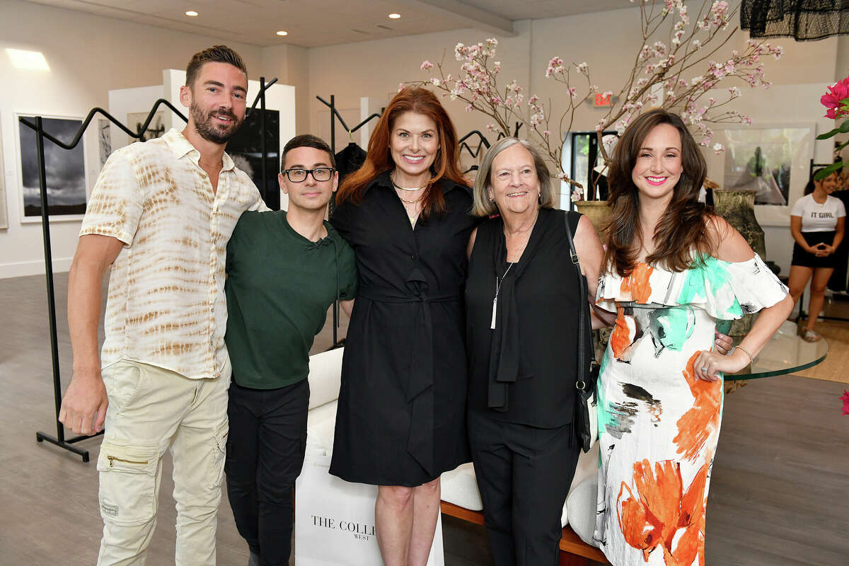 (L-R) Kyle Smith, Debra Messing, Christian Siriano, Joye Siriano, and attend as Christian Siriano celebrates the opening of THE COLLECTIVE WEST on July 12, 2022 in Westport, Connecticut. 