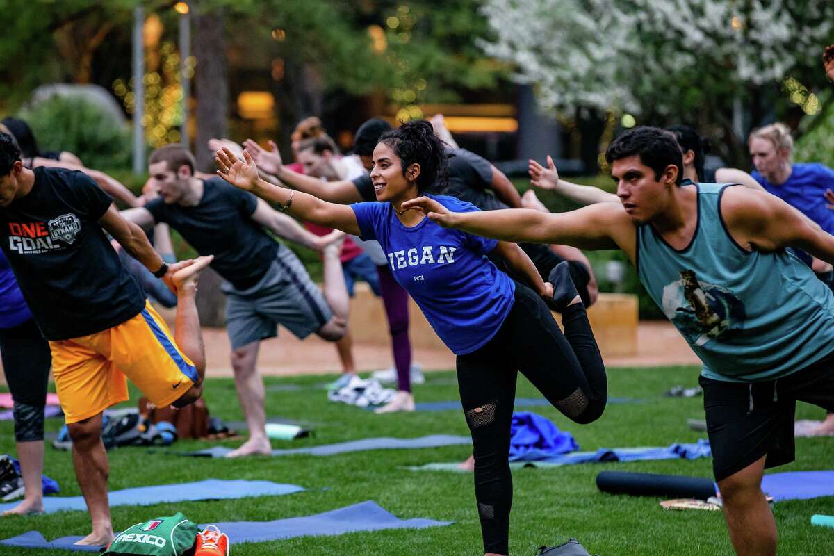 Yoga at Discovery Green.