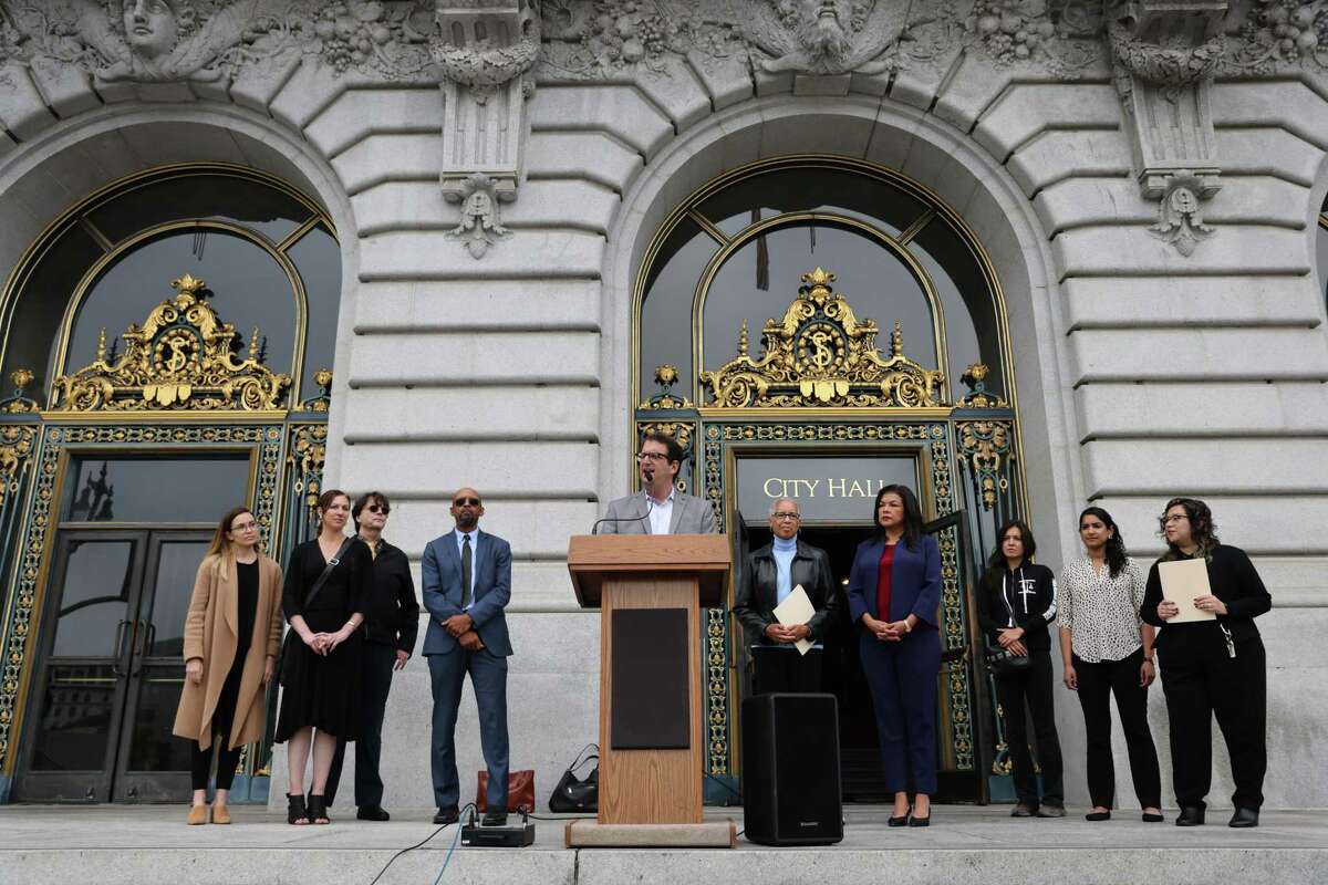 A draft of the resolution Supervisor Dean Preston introduced at a Wednesday, July 13th, 2022, press conference outside City Hall urges the district attorney to keep the office’s Innocence Commission intact so it can continue probing claims of wrongful conviction.