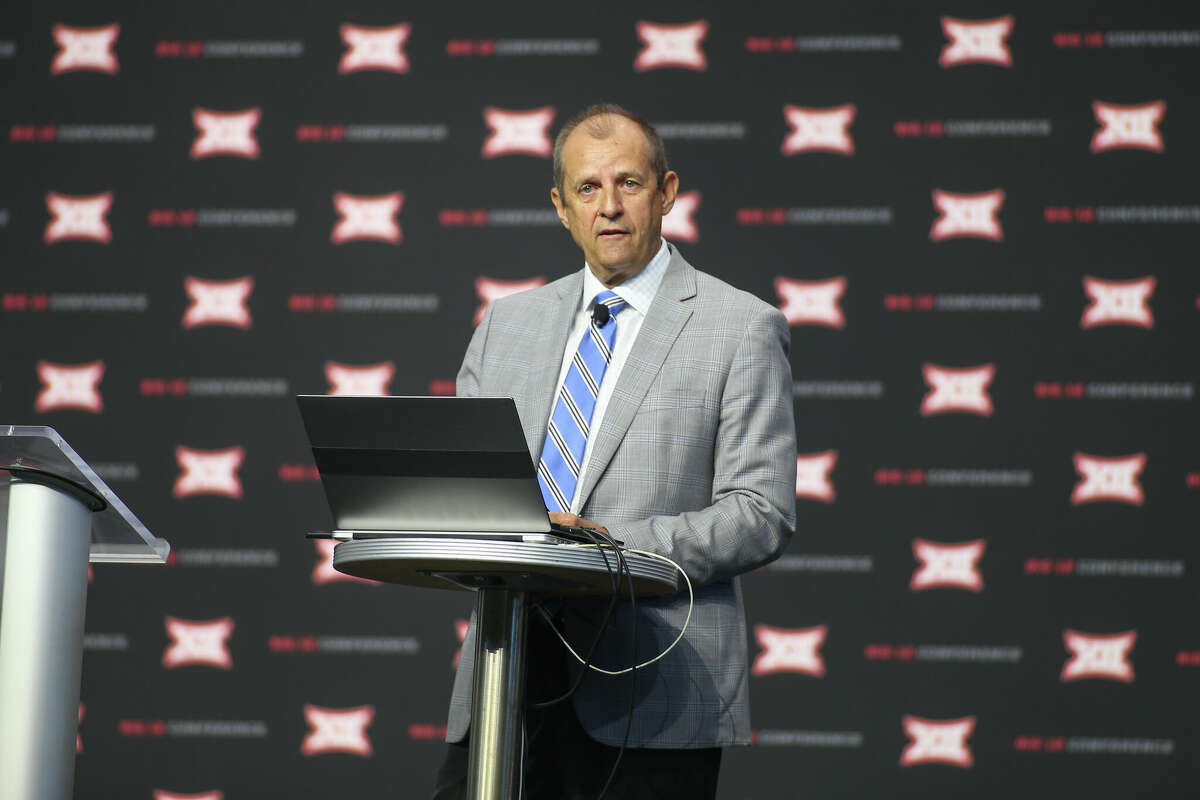 ARLINGTON, TX - JULY 16: NCAA Coordinator of Officials Greg Burks speaks to the press during the Big 12 Media Days on July 16, 2019 at AT&T Stadium in Arlington, TX. (Photo by George Walker/Icon Sportswire via Getty Images)