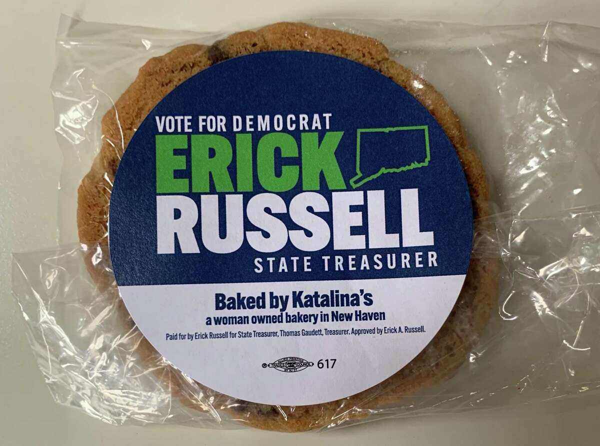 Erick Russell, a Democratic candidate for state treasurer, spent nearly $4,700 on cookies as part of his race for elected office. The cookies, from Katalina’s Bakery in New Haven, were handed out at the Democratic convention in May.