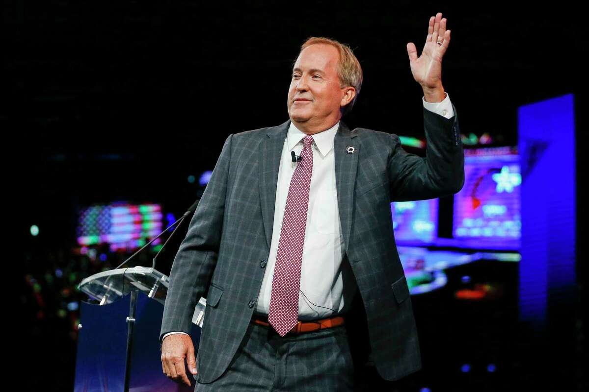 Texas Attorney General Ken Paxton gives remarks at the Conservative Political Action Conference on Sunday, July 11, 2021, in Dallas. Paxton told his employees to take the day off and "celebrate" the Supreme Court's decision to overturn Roe v. Wade. (Elias Valverde II/The Dallas Morning News/TNS)