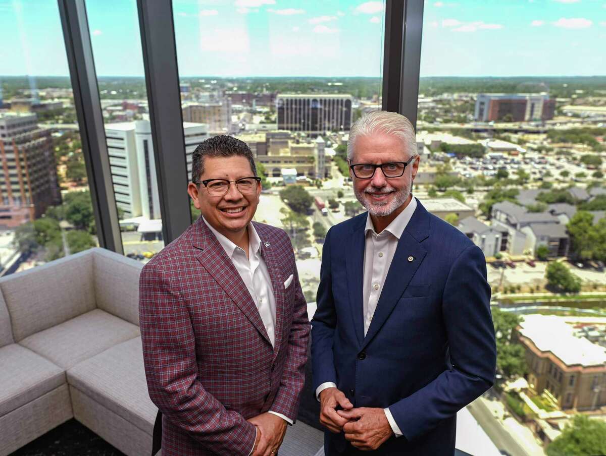 Richard Perez, left, president and CEO of the San Antonio Chamber of Commerce, and board chair Phil Green are leading the organization in restructuring to a smaller board of directors.