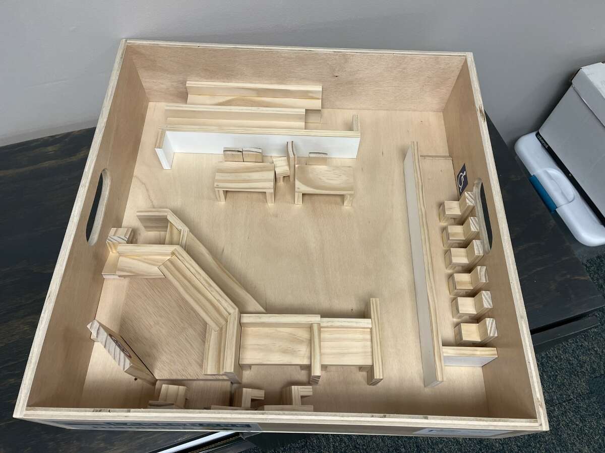Pictured is a model courtroom customized to look like the one in the Manistee County Courthouse. The model will help children see the inside of a courtroom in a less stressful setting.