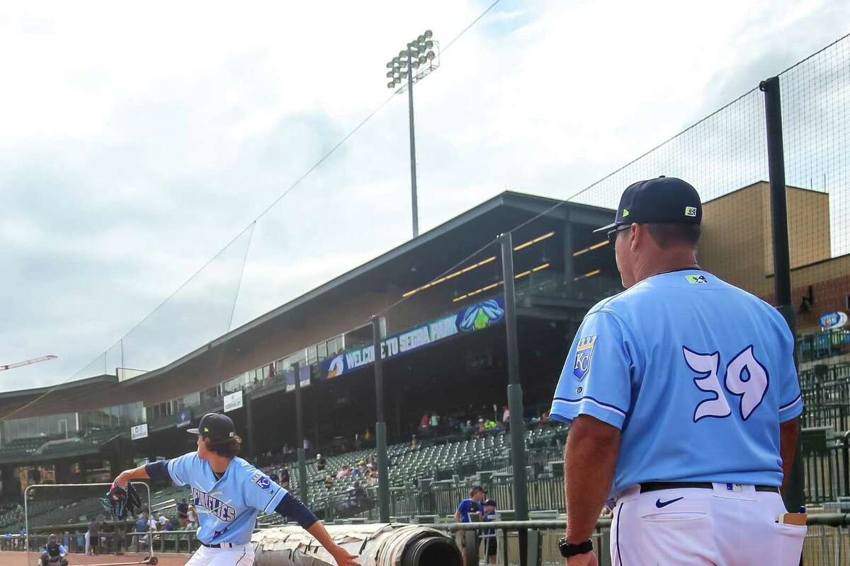 Frank Mozzicato, a Connecticut native and first round draft pick by the Kansas City Royals in 2021, has made a temporary home in Columbia, South Carolina where he pitches for the Royals' Single-A affiliate the Fireflies. Mozzicato is seen here Sunday, July 10, in a game against the Myrtle Beach Pelicans.
