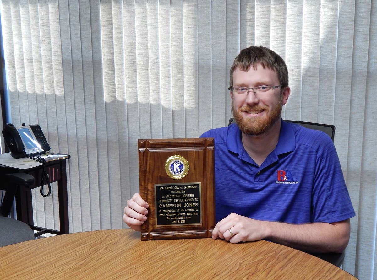 Cameron Jones of Jacksonville has received Kiwanis Club of Jacksonville's A. Wadsworth Applebee Community Service Award. Jones is an active volunteer with his church, the Morgan County Fair and several other organizations.