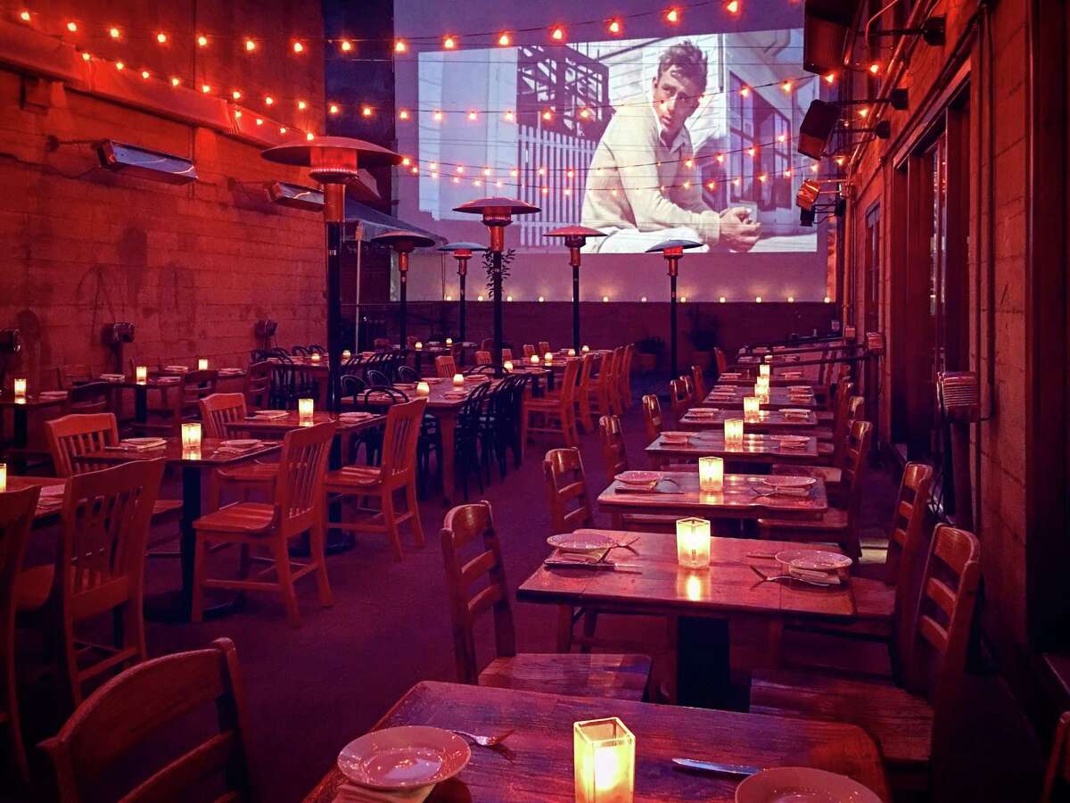 Foreign Cinema in the Mission neighborhood in San Francisco is known for its courtyard and movies projected onto a wall via 35mm film projector.