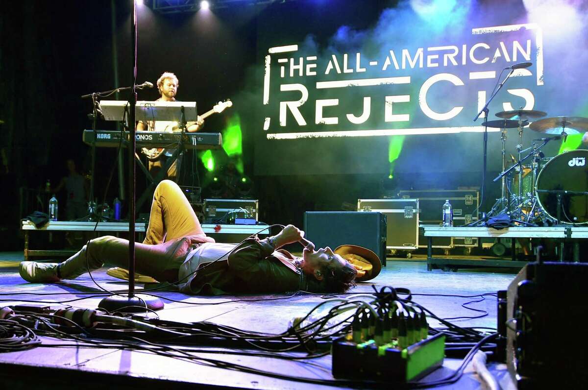 The headlining band The All-American Rejects perform during Alive At Five on the Pure Life Stage in partnership with Reckson and BevMax at Mill River Park in Stamford, Conn., on Thursday July 14, 2022. The All-American Rejects have released four albums, numerous hit singles such as “Move Along” and “Dirty Little Secret” and toured alongside everyone from Blink-182 to Bon Jovi.