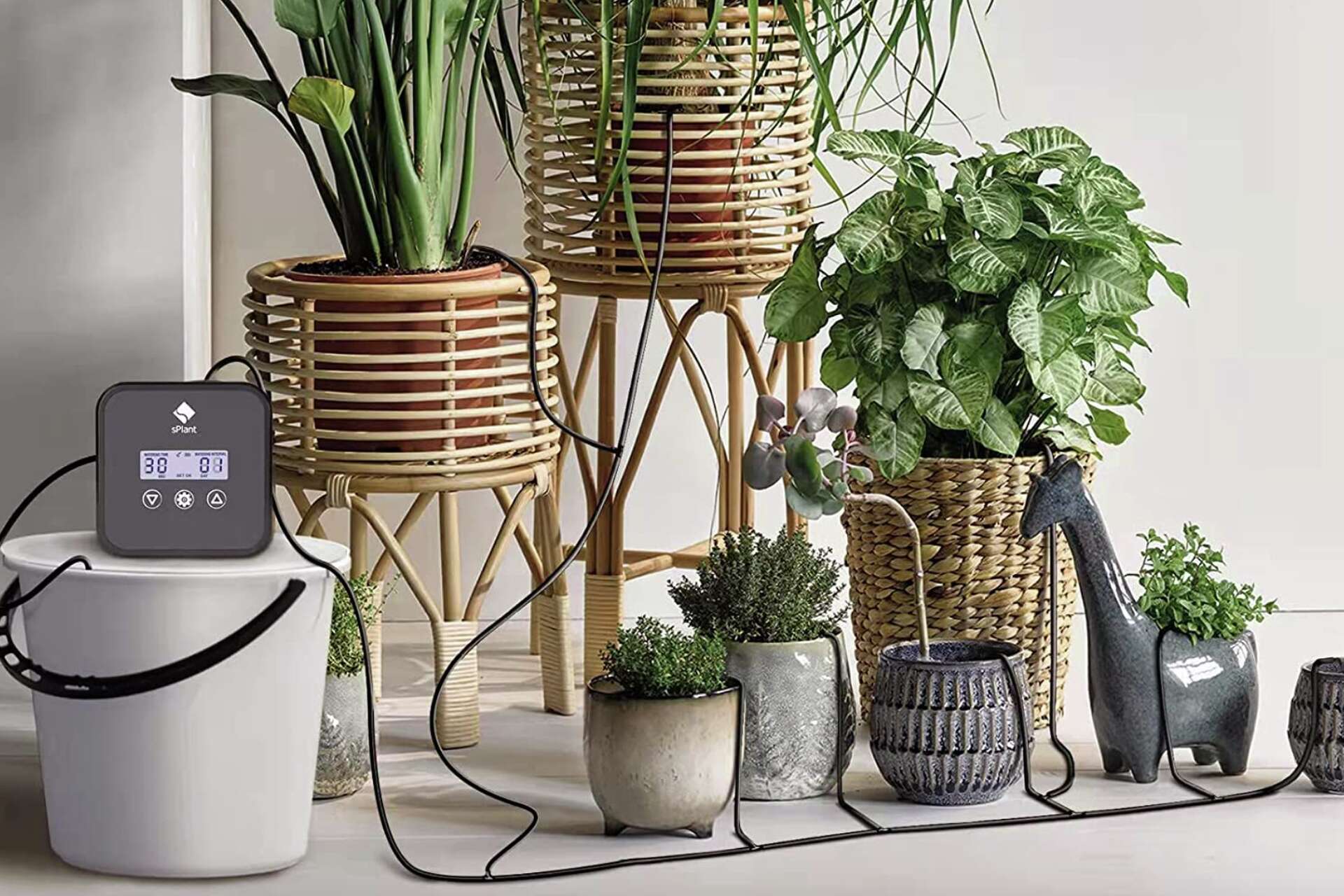 hanger for plants Macrame Hanging Planter with Wood Base Natural main image 1