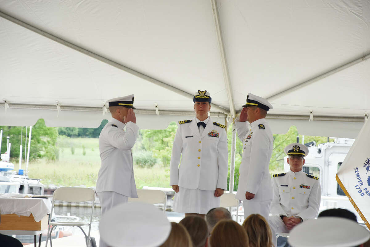 In this file photo, the Manistee U.S. Coast Guard station hosted a Change of Command and Retirement Ceremony for outgoing Chief Warrant Officer Jesse Bruce and incoming Chief Warrant Officer Nicholas Gera. 