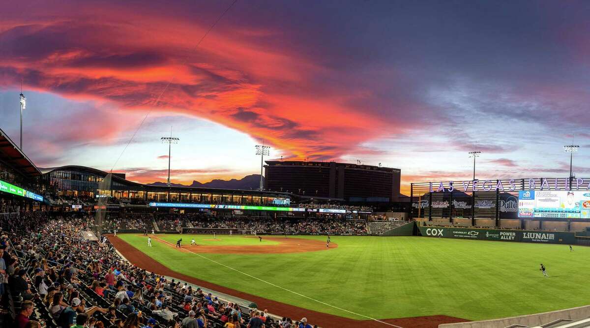 Baseball games at Las Vegas Ballpark, home of the Triple-A Aviators, can come with picturesque sunsets. The A’s have been investigating a possible move to Nevada.