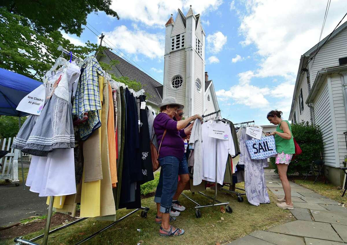 The Darien Chamber of Commerce holds its Darien Sidewalk Sales event for businesses up and down Post Road in Darien, Conn., on Friday July 15, 2022. The sidewalk sales will also run from July 16, 10 a.m. to 5 p.m.