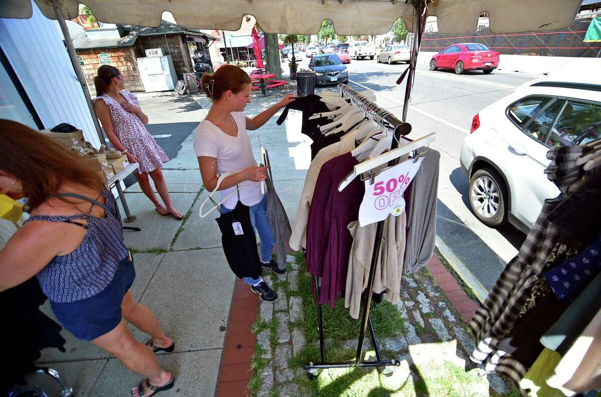 The Darien Chamber of Commerce holds its Darien Sidewalk Sales event for businesses up and down Post Road in Darien, Conn., on Friday July 15, 2022. The sidewalk sales will also run from July 16, 10 a.m. to 5 p.m.