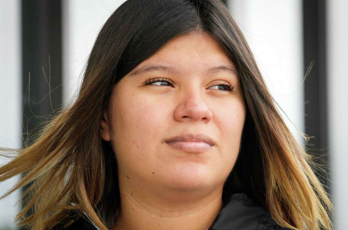 Stephany Ramirez poses for a portrait Friday, July 15, 2022, at a coffee shop in Houston. She said she recently had a child, and she decided to get an IUD as a form of contraception. She added that she wants another child, just not right now.