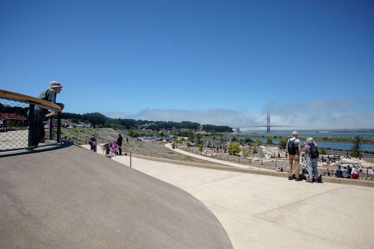 Visitors check out the views from the Presidio Tunnel Tops in the Presidio on in San Francisco, Calif.  on July 16, 2022.