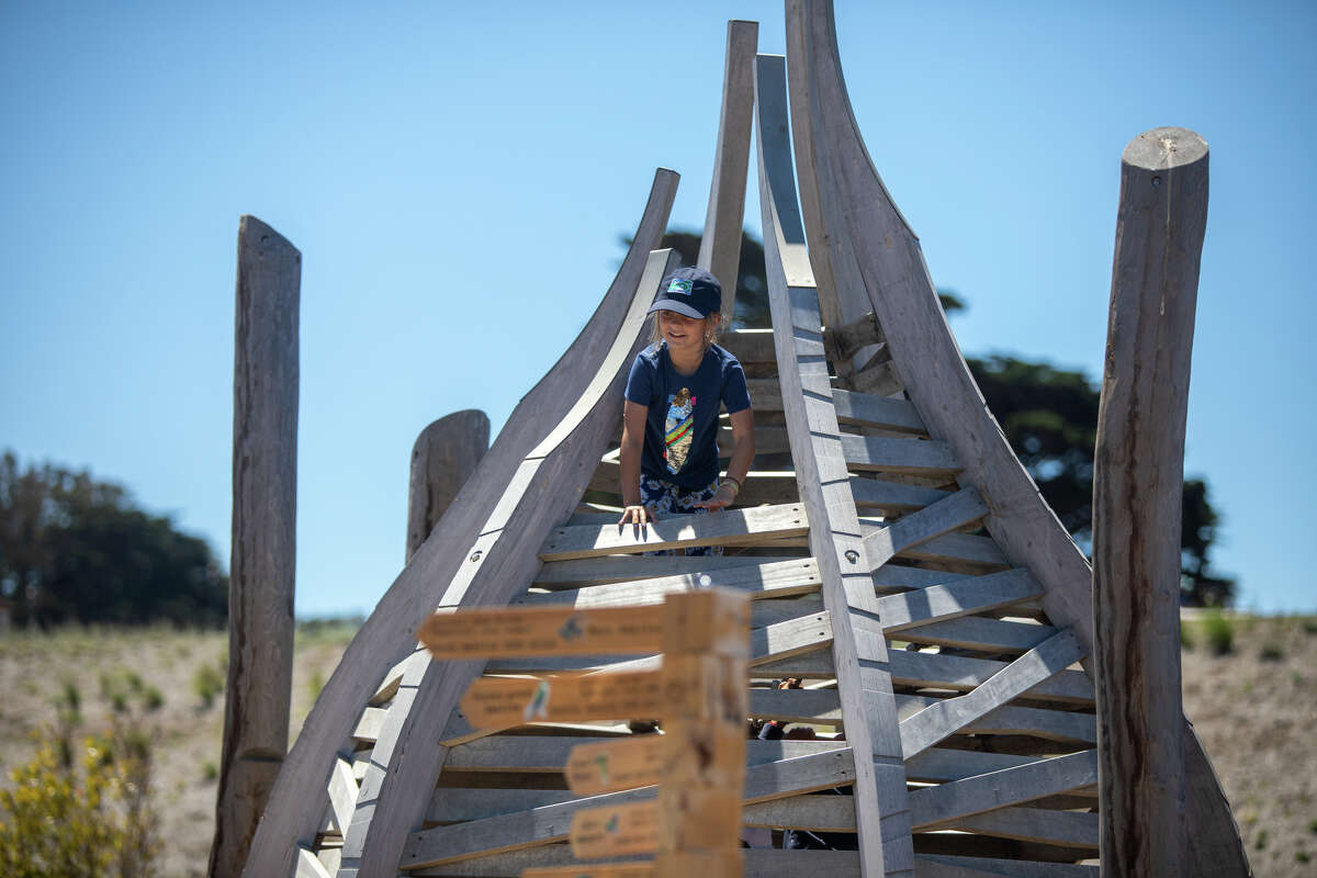 Children play in the Outpost children's playground at the Presidio Tunnel Tops in the Presidio on in San Francisco, Calif.  on July 16, 2022.
