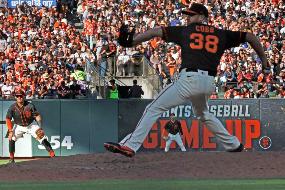 The San Francisco Giants in the eighth inning during an MLB game against the Milwaukee Brewers at Oracle Park, Saturday, July 16, 2022, in San Francisco, Calif.
