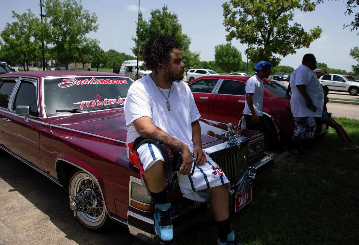 Eduardo Rafael waits to begin the Screwed Up Records and Tapes’ 1st Annual Community Celebration & Slab Parade Sunday, July 17, 2022, in Houston.