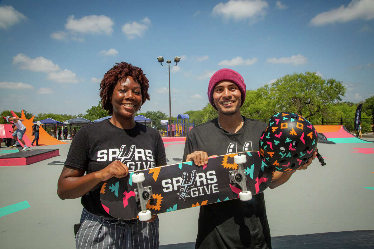 Spring Time Park's skate plaza was given a Spurs-themed makeover thanks to a partnership between the team and the city.