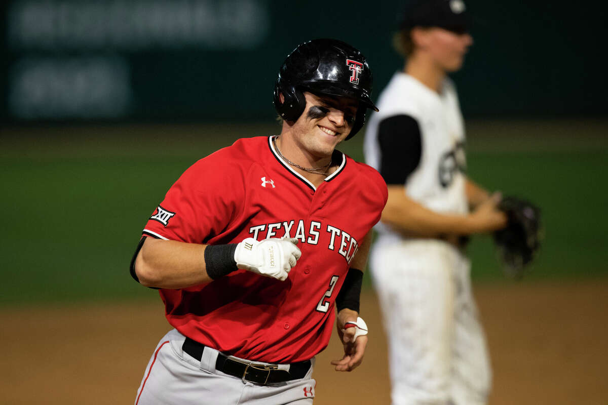 MacArthur grad Jace Jung (2), a Texas Tech Infielder, was drafted 14th overall in the 2022 MLB Draft. Here he smiles as he runs the bases after a home run during a baseball game between the Texas Tech Red Raiders and the Grand Canyon Lopes on April 5, 2022, at GCU Ballpark, AZ.