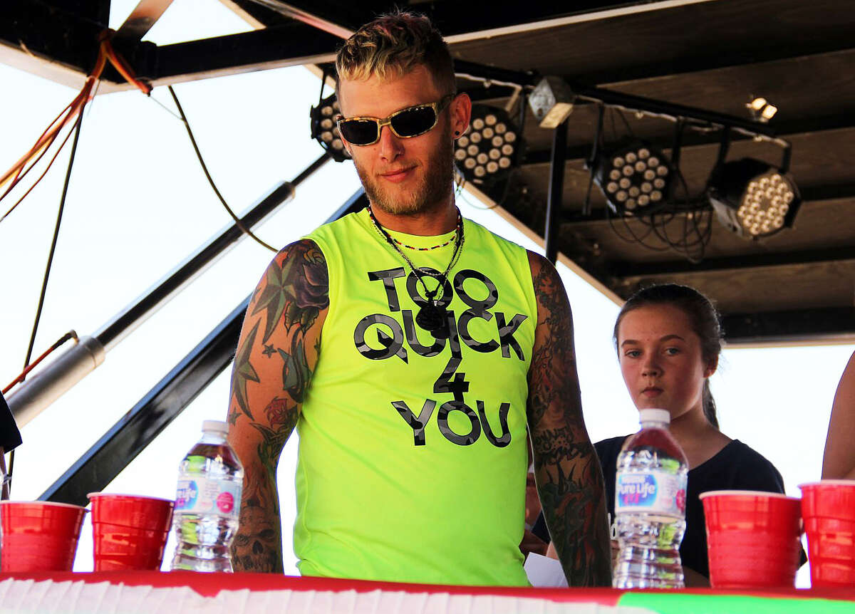Eldon Pierson, 32, of Harbor Beach, died June 25 when he was struck by an alleged drunken driver at the intersection of M-53 and Oak Beach Road. Above, Pierson competes in the hot dog-eating contest at the 2019 Harbor Beach Maritime Festival.