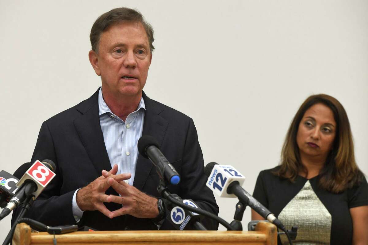Gov. Ned Lamont, in a file photo with Public Health Commissioner, Dr. Manisha Juthani