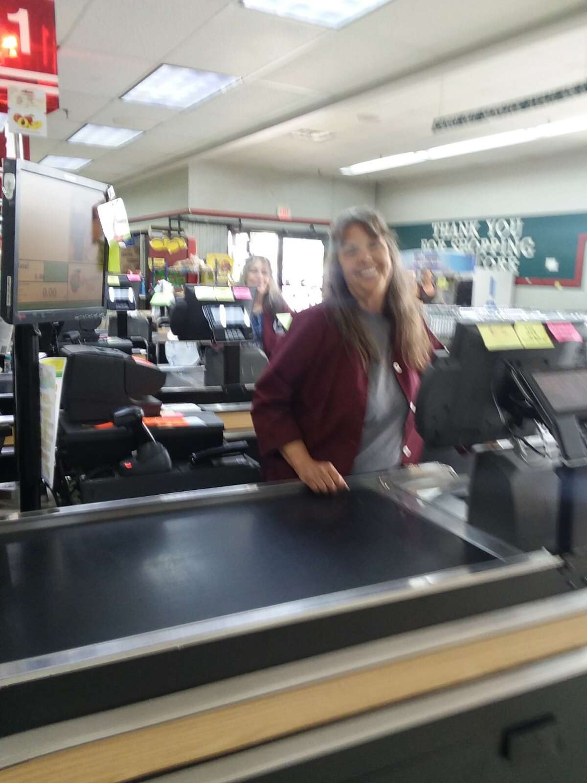 Houseman's Foods "Donate at Checkout" campaign collect over $800 for Bread of Life Pantry over the Fourth of July. Pictured are cashiers Marlene Schofield and Brandy. 