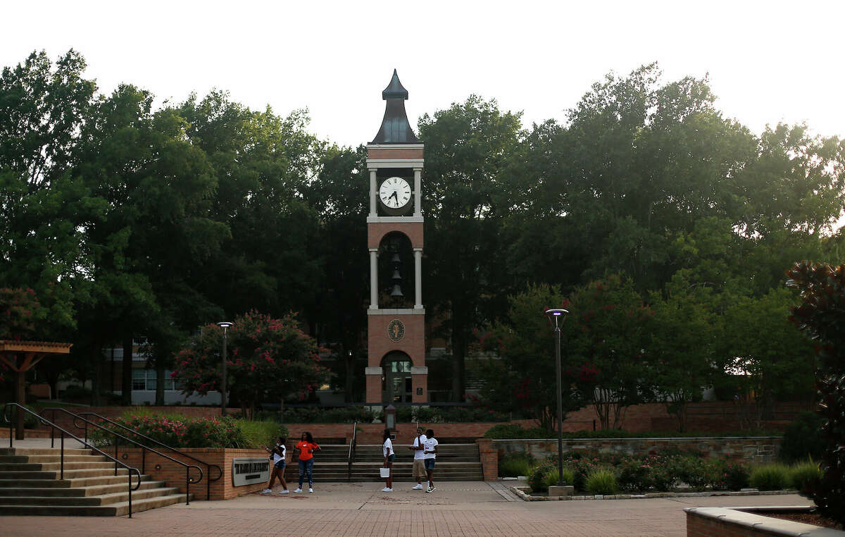 The bell tower on Sam Houston State University's campus in Huntsville, Texas on Saturday, July 18, 2020.