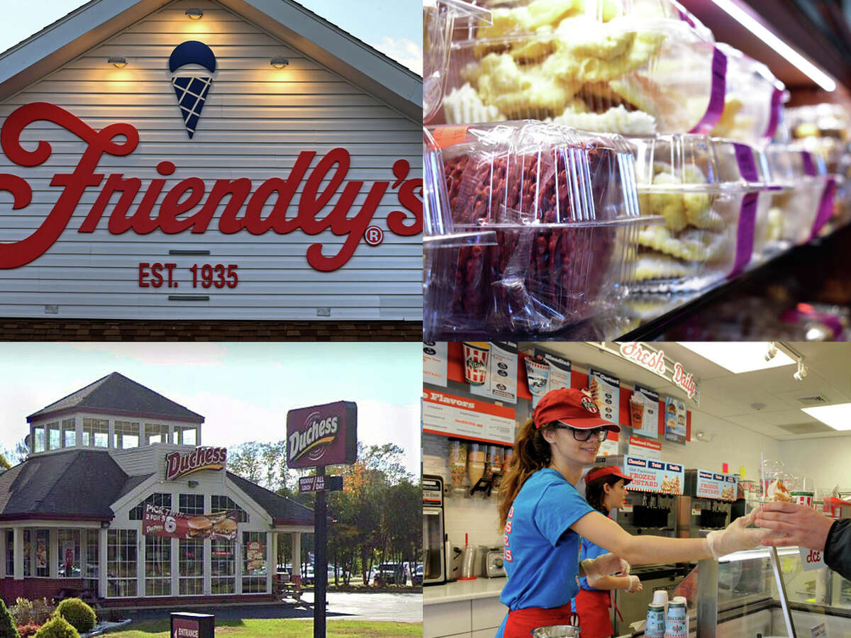 (Clockwise from upper right) Nardelli's Grinder Shoppe, Rita's, Duchess and Friendly's are among the notable local chains present in Connecticut.