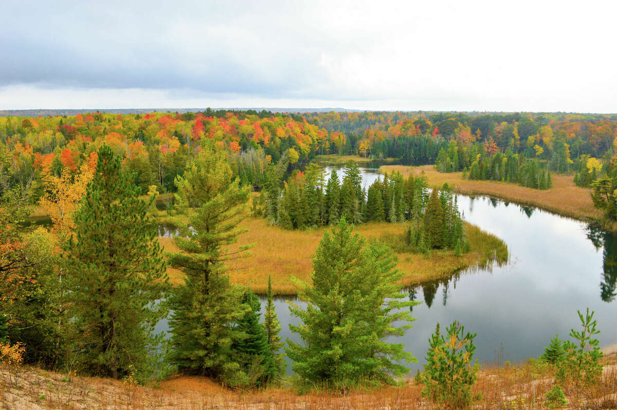 The High Banks of the AuSable River is located on River Road near Lumberman's Monument.