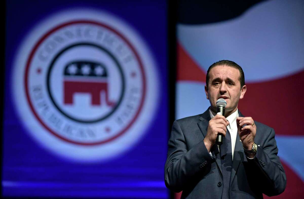 Peter Lumaj, of Fairfield, shown campaigning for governor in New Britain 2018, is among three candidates for the Republican nomination for U.S. Senate in 2022.
