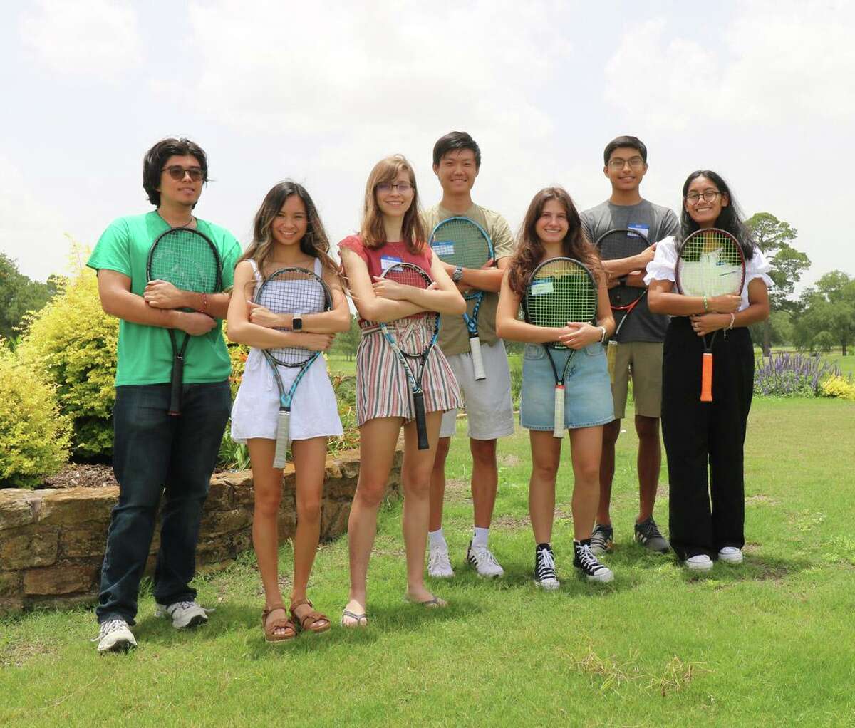 Students attending HTA's scholarship luncheon at Beck's Prime in Memorial Park were, from left, Isaac Harris, Alison Chen, Ashley Wolf, Jonathan Lin, Andrea Erkal, Aiden Garcia and Briana Valentin.