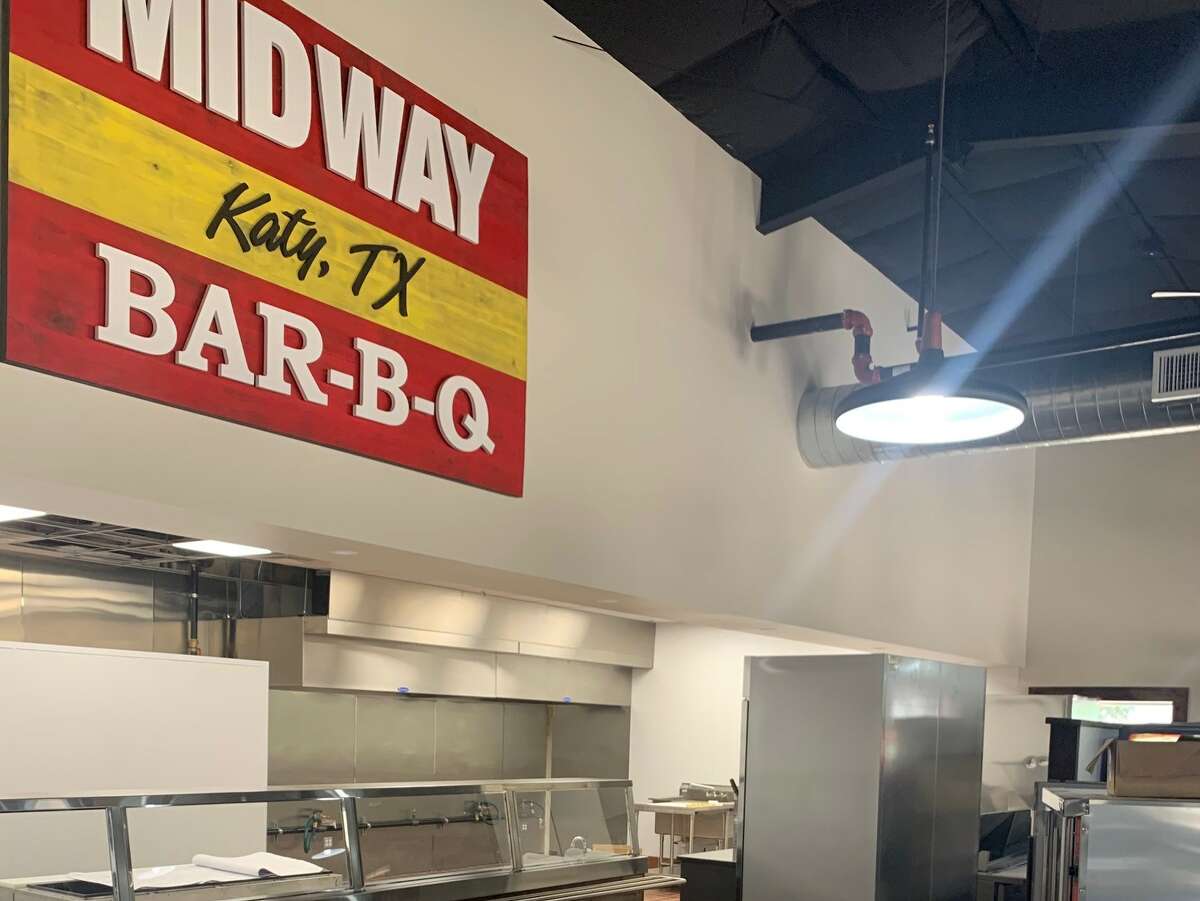 This preview photo shows the interior of the new Midway BBQ restaurant, which will reopen Sept. 1, 2022 in Katy.