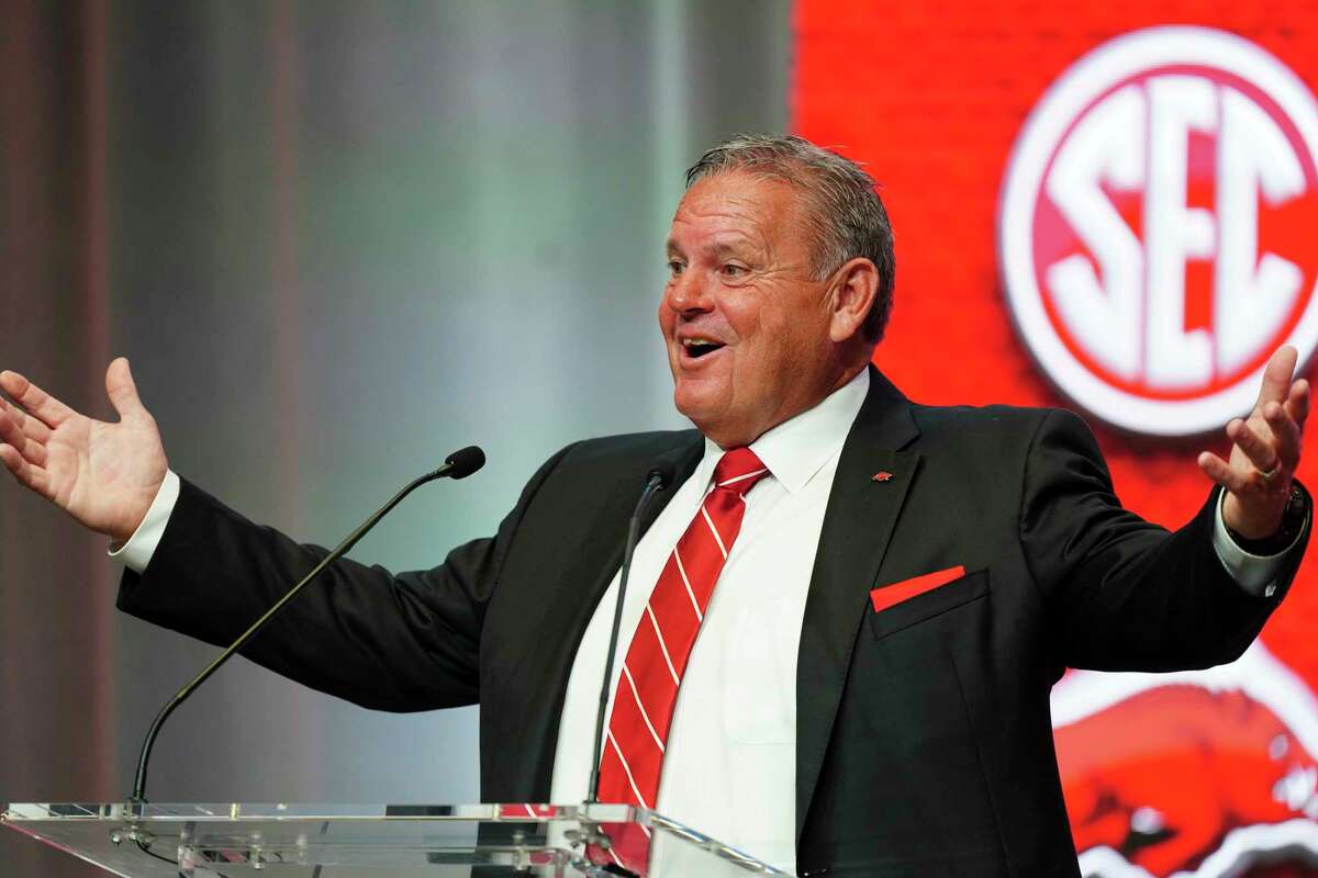 The upbeat nature of Arkansas coach Sam Pittman was on full display at Wednesday's SEC Media Days session.