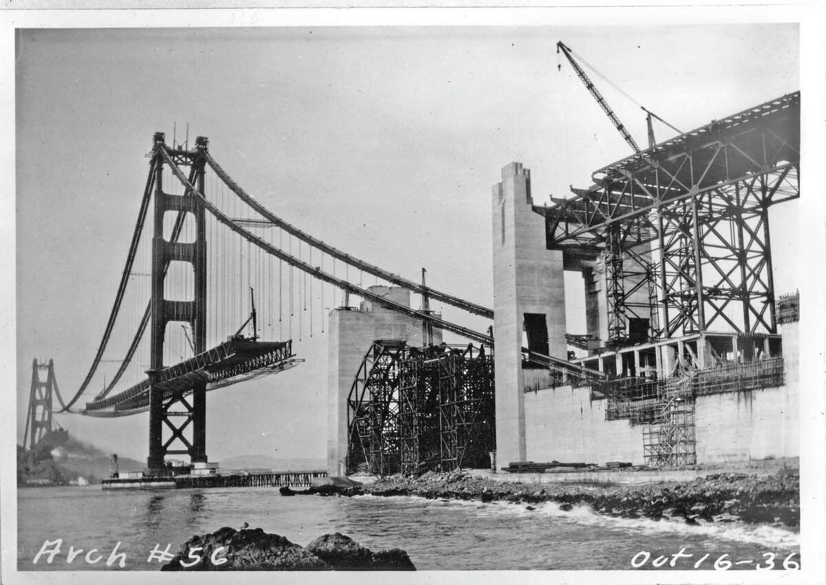 Oct. 16, 1936: The Golden Gate Bridge under construction.