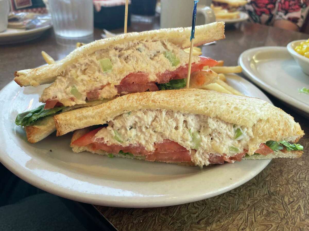 The chunky chicken salad sandwich at Jim's Restaurants