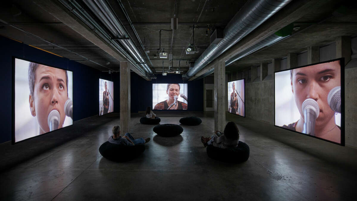 A five-channel video installation is part of  “Dreamed This Gateway,” the title work of Mariah Garnett’s show at Contemporary Arts Museum Houston.