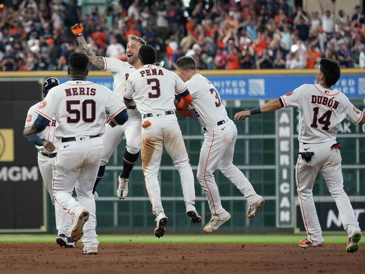 Houston Astros' J.J. Matijevic (13) rounds the bases after hitting a home  run against the New York Yankees during the seventh inning of a baseball  game, Saturday, June 25, 2022, in New