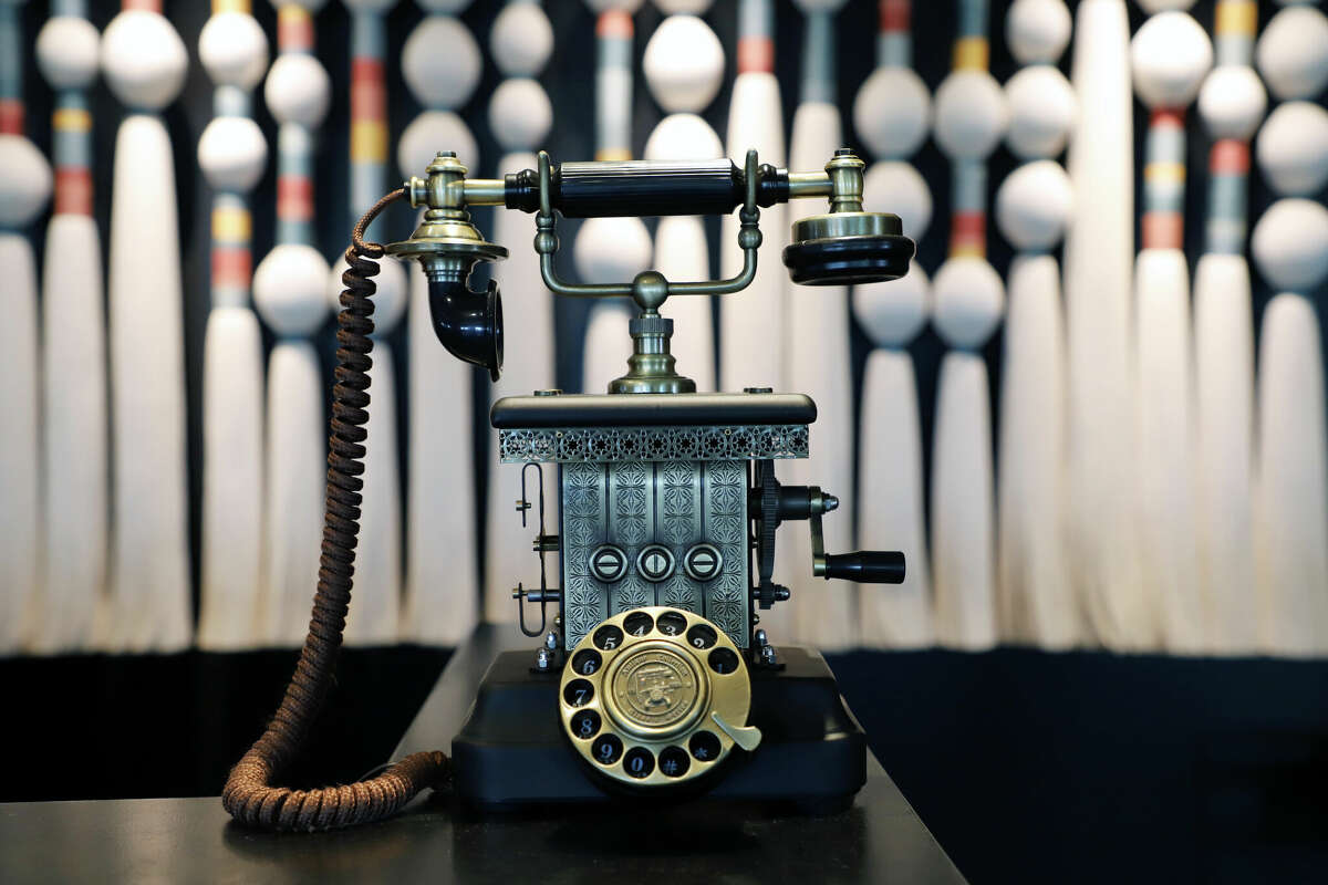 A vintage telephone in the lobby of The Kimpton Harper Hotel in Fort Worth, Texas.