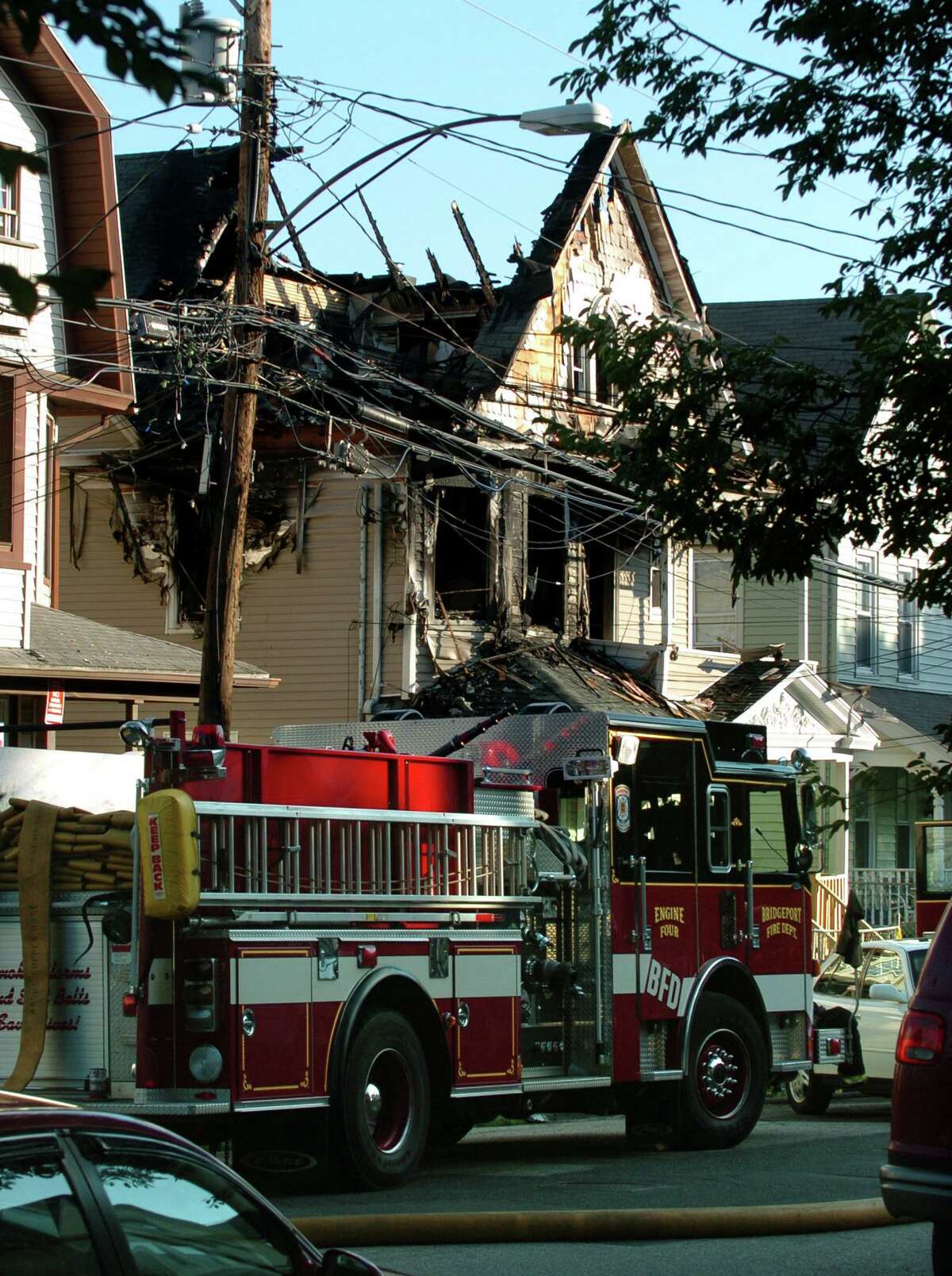 A file photo from Saturday, July 24, 2010 of 41 Elmwood Ave. after a fire in the structure claimed the lives of Lt. Steven Velasquez and Firefighter Michel Baik and injured three others.