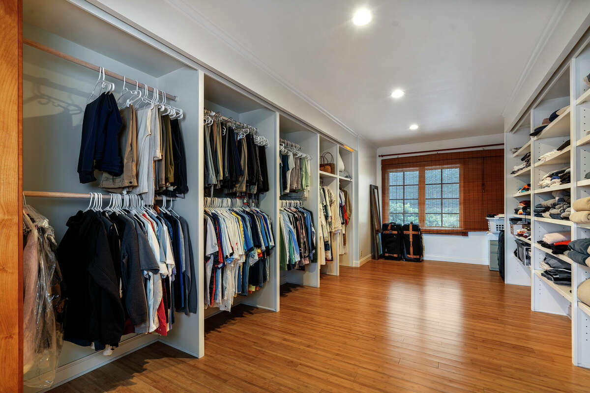 An interior view of the walk-in closet.
